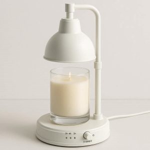 Electric Candle Warmer Lamp with Dimmer and Timer Height Adjustable Top Down Candle Melter for Scented Jar Candles Safe Home Fragrance White