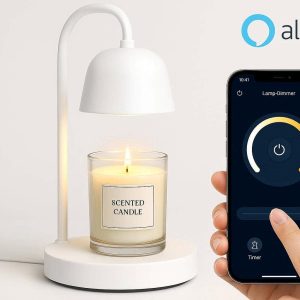 Smart Candle Warmer Lamp with App Control and Timer Electric Wax Melter for Scented Candles Dimmable Table Lamp Compatible with Alexa White