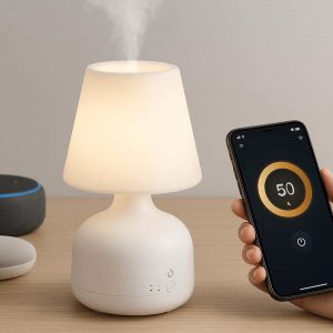 Smart Essential Oil Diffuser Lamp with App Control WiFi Aromatherapy Mist Maker for Desktop Compatible with Alexa and Google Home White