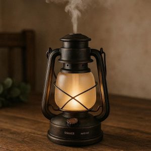Vintage Lantern Essential Oil Diffuser Lamp Ultrasonic Aromatherapy Mist Maker with Dimmer Light and Auto Shut Off for Farmhouse Decor
