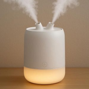 Double Nozzle Essential Oil Diffuser Lamp Large Capacity Desktop Humidifier with High Mist Output and Warm Night Light for Large Rooms White