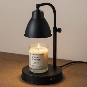Height Adjustable Candle Warmer Lamp with Timer Metal Electric Wax Melter for Scented Candles Top Down Heating Table Lamp for Desk Matte Black