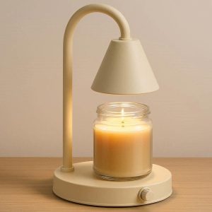 Modern Arch Candle Warmer Lamp with Dimmable Switch Electric Wax Melter for Jar Candles Decorative Mood Table Lamp for Office Home Cream Color