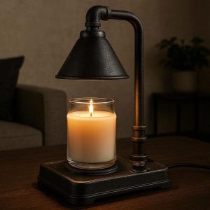 Industrial Style Candle Warmer Lamp with Iron Base Electric Wax Melter for Scented Candles Steampunk Table Lamp for Mens Room Living Room